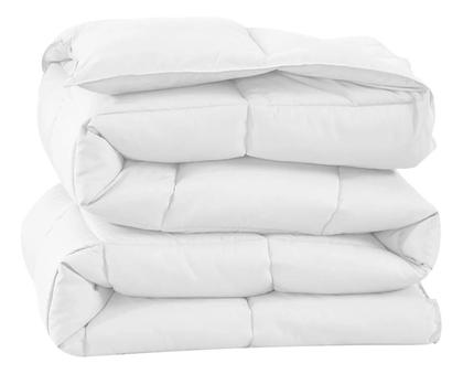 Imagem de Edredom Cama Casal Queen Tecido 400 Fios Percal Dupla Face Branco e Cinza Luxo Premium