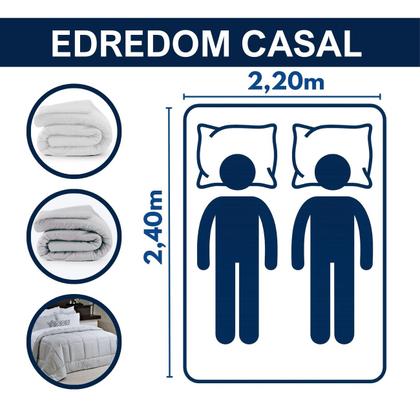 Imagem de Edredom Cama Casal Queen Tecido 400 Fios Percal Dupla Face Branco e Cinza Luxo Premium
