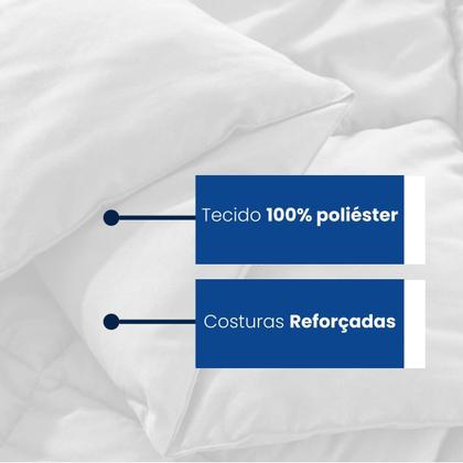 Imagem de Edredom Cama Casal Queen Tecido 400 Fios Percal Dupla Face Branco e Cinza Luxo Premium