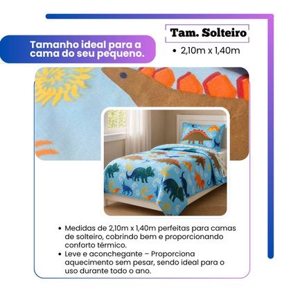 Imagem de Edredom Cama Solteiro Dupla Face Infantil Diversas Estampas Cobre Leito