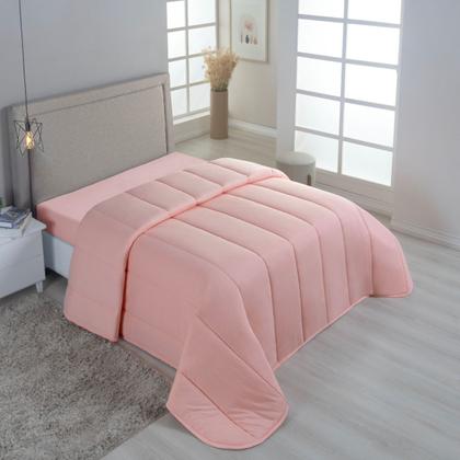 Imagem de Edredom Casal Malha 100% Algodão Liso Dupla Face C/ Viés