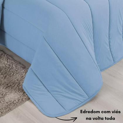 Imagem de Edredom Casal Malha 100% Algodão Liso Dupla Face Com Viés
