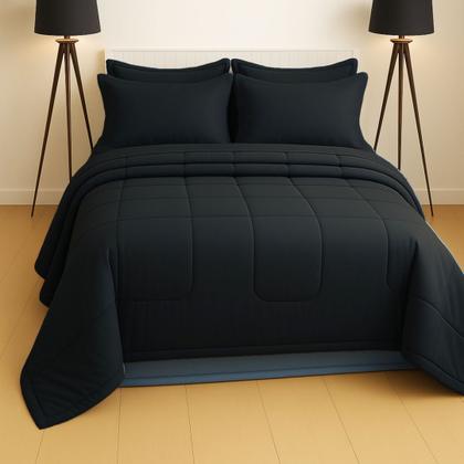 Imagem de Edredom Casal Queen 5 Peças Dupla Face com Fronhas e Porta Travesseiros  Conforto e Elegância