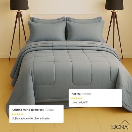 Imagem de Edredom Casal Queen 5 Peças Dupla Face com Fronhas e Porta Travesseiros  Conforto e Elegância