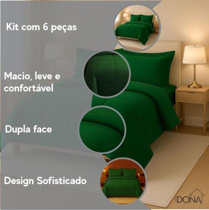 Imagem de Edredom Casal Queen Dupla Face 6 Peças Cobertor Casa Dona