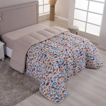 Imagem de Edredom Casal Queen Dupla Face Malha 100% Algodão Liso C/ Viés