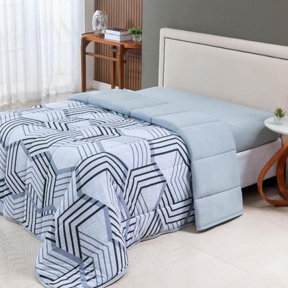 Imagem de Edredom Casal Queen Dupla Face Malha 100% Algodão Liso C/ Viés