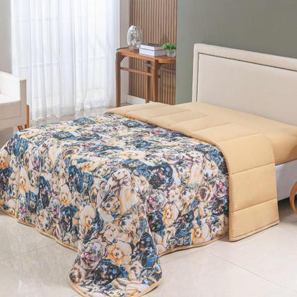 Imagem de Edredom Casal Queen Malha 100% Algodão Liso Dupla Face C/ Viés