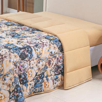 Imagem de Edredom Casal Queen Malha 100% Algodão Liso Dupla Face C/ Viés