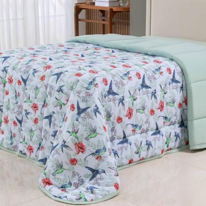 Imagem de Edredom Casal Queen Malha 100% Algodão Liso Dupla Face C/ Viés