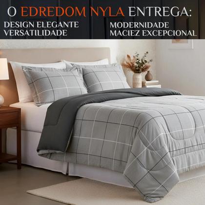 Imagem de Edredom Casal Queen Size 200 Fios Nyla Dupla Face Estampado Avere