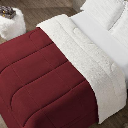 Imagem de Edredom Cobertor Coberdrom Sherpa Solteiro Casal Queen King Size Grosso Macio Pele Lã de Carneiro Frio Inverno