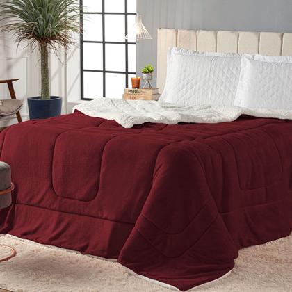 Imagem de Edredom Cobertor Coberdrom Sherpa Solteiro Casal Queen King Size Grosso Macio Pele Lã de Carneiro Frio Inverno