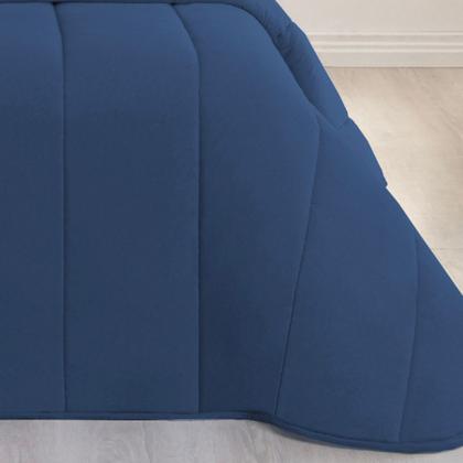 Imagem de Edredom Cobertor Sonnet Solteiro Malha Lisa Dupla Face 100% Algodão - Azul Marinho