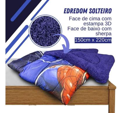 Imagem de Edredom Com Sherpa Solteiro Estampado Spider Man 1,50X2,20M