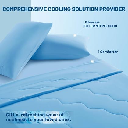 Imagem de Edredom de resfriamento QUTOOL Twin Size Silk Smooth Ice Blue