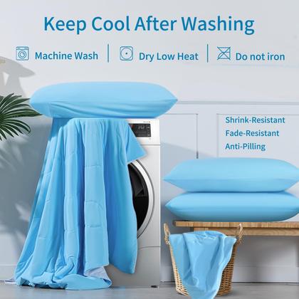 Imagem de Edredom de resfriamento QUTOOL Twin Size Silk Smooth Ice Blue