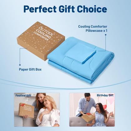 Imagem de Edredom de resfriamento QUTOOL Twin Size Silk Smooth Ice Blue