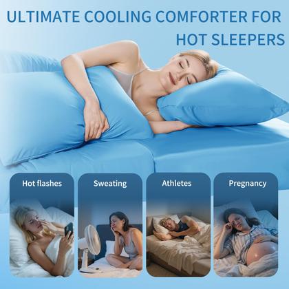 Imagem de Edredom de resfriamento QUTOOL Twin Size Silk Smooth Ice Blue