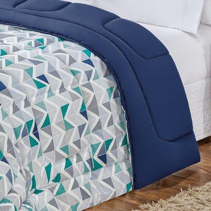 Imagem de Edredom Dupla Face 2,80m x 2,40 Quality 01 Peça - Geométrico Azul