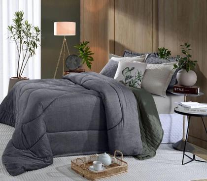 Imagem de Edredom Dupla Face De Plush Lugano Casal 220X235Cm - Ardosia