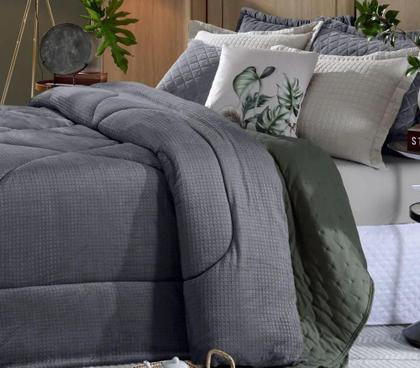 Imagem de Edredom Dupla Face De Plush Lugano Casal 220X235Cm - Ardosia