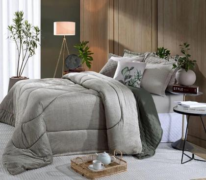Imagem de Edredom Dupla Face De Plush Lugano Casal 220X235Cm Taupe