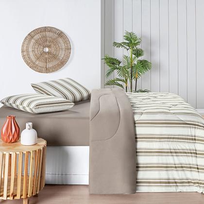 Imagem de Edredom Dupla Face Malha 100% Algodão Fio 30/1 Penteado 135g/m2 - Queen