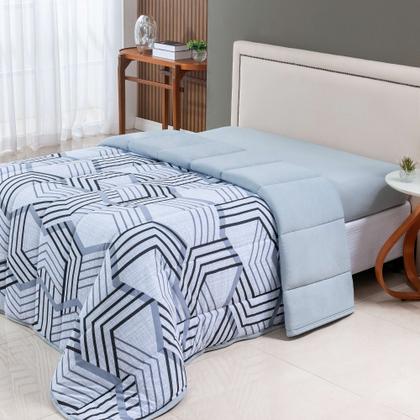 Imagem de Edredom Dupla Face Queen 100 Algodão  Estampado com Acabamento em Viés