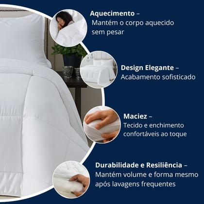 Imagem de Edredom Dupla Face Queen ,Casal  Microfibra com Enchimento Extra Macio, Cor Branca e Cinza 1 Peça