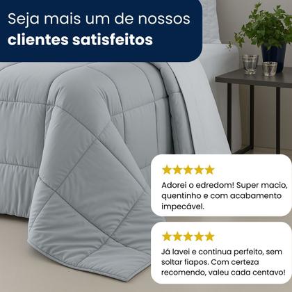 Imagem de Edredom Dupla Face Queen ,Casal  Microfibra com Enchimento Extra Macio, Cor Branca e Cinza 1 Peça