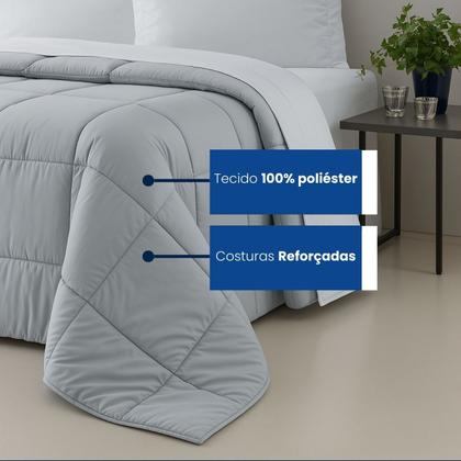 Imagem de Edredom Dupla Face Queen ,Casal  Microfibra com Enchimento Extra Macio, Cor Branca e Cinza 1 Peça