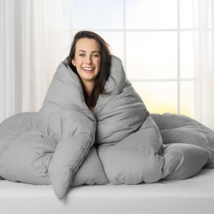 Imagem de Edredom Dupla Face Queen ,Casal  Microfibra com Enchimento Extra Macio, Cor Branca e Cinza 1 Peça