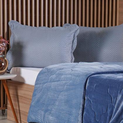 Imagem de Edredom King Plush Bicolor Dupla Face 100% Poliéster 240x260cm