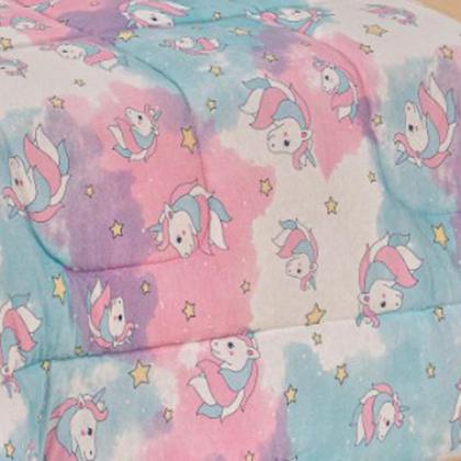 Imagem de Edredom Mimos Solteiro Dupla Face Malha Manta Soft Unicórnio
