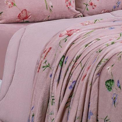 Imagem de Edredom Plush Estampado Dupla Face Macio Solteiro 1 Peça