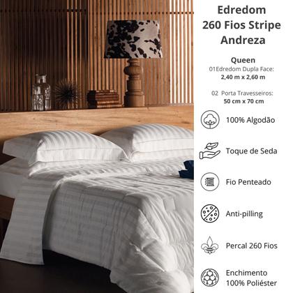 Imagem de Edredom Queen 260 Fios Andreza Stripe 03 Peças Toque de Seda