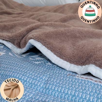 Imagem de Edredom Queen de Malha 100% Algodão e Plush Dupla Face Antialérgico 235x260cm  BF Colchões