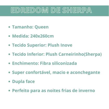 Imagem de Edredom Queen Sherpa Dupla Face Liso 2,40x2,60cm Hedrons