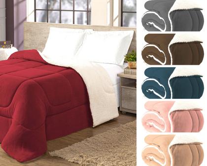 Imagem de Edredom sherpa cobredoon king cobertor lã pele de carneiro felpudo fofinho grosso inverno