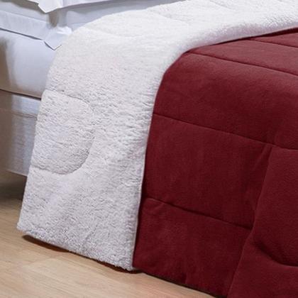 Imagem de Edredom Solteiro Coberdrom Noruega Sherpa/Mantinha 1 Peça - Vinho - Flanel 100% poliester