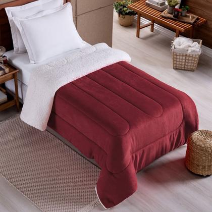 Imagem de Edredom Solteiro Coberdrom Noruega Sherpa/Mantinha 1 Peça - Vinho - Flanel 100% poliester