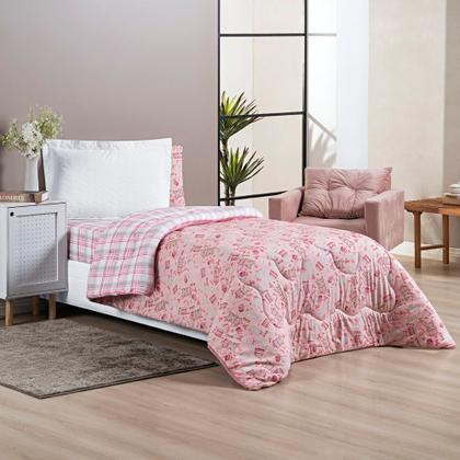 Imagem de Edredom Solteiro Cobertor Dupla Face Estampado Geometrico