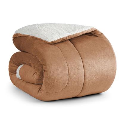 Imagem de Edredom Versatil Queen Dupla Face Sherpa Toque Lã Carneiro - Apricot - 100% Poliéster