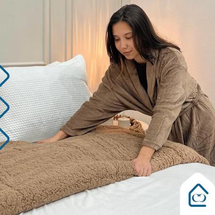 Imagem de Edredon Coberdron King Cobertor Grosso Dupla Face Inverno Sherpa Moderno Lã de Pele de Carneiro