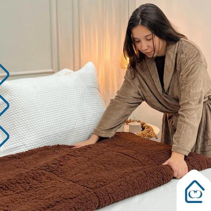 Imagem de Edredon Coberdron King Cobertor Grosso Dupla Face Inverno Sherpa Moderno Lã de Pele de Carneiro