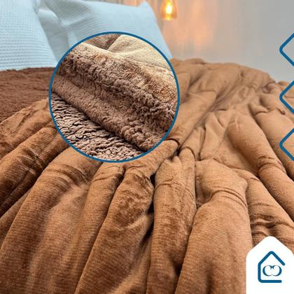 Imagem de Edredon Coberdron King Cobertor Grosso Dupla Face Inverno Sherpa Moderno Lã de Pele de Carneiro