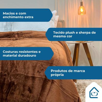 Imagem de Edredon Coberdron King Cobertor Grosso Dupla Face Inverno Sherpa Moderno Lã de Pele de Carneiro