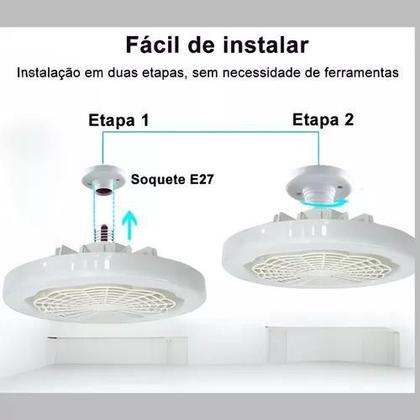 Imagem de Eficiência Silenciosa: Luminária Teto Luz Led E27 Ventilador Silencioso Bivolt