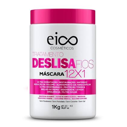 Imagem de Eico Deslisa Fios Máscara Hidratação Tratamento Reduz Volume Alinhamento Restauração Maciez Brilho Intenso 1Kg